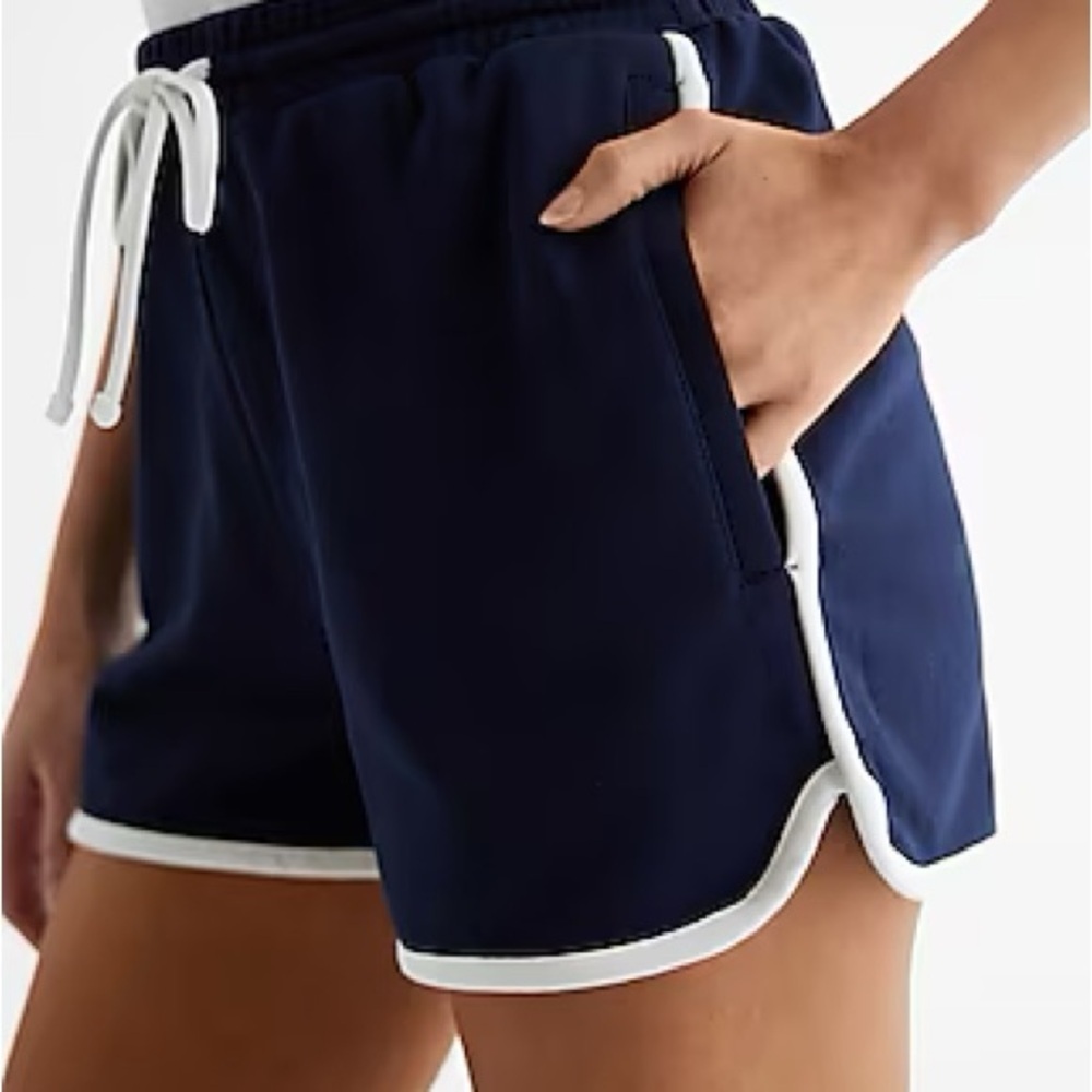 Express Dark Blue Athletic Shorts with White Trim